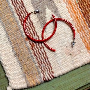Red Hoop Earrings